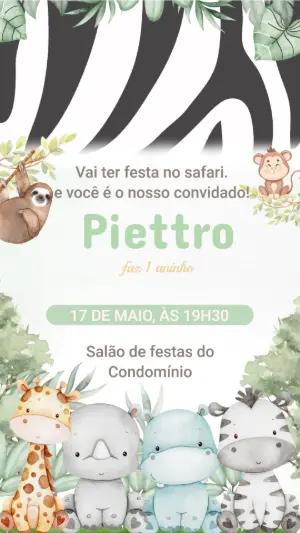 Convite Animado Aniversário Safari Baby para Editar