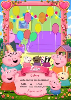 Convite Animado Peppa Pig: Vídeo de Aniversário para Editar