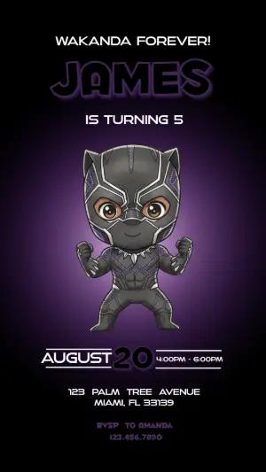 Black Panther Superhero Birthday Invite | Editable Digital Template