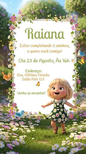 Convite Jardim Encantado com Menina para Editar Online