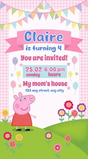 Peppa Pig Birthday Invitation | Pink Editable Digital Template