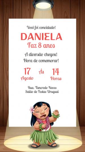 Convite de Aniversário Lilo & Stitch para Editar Online