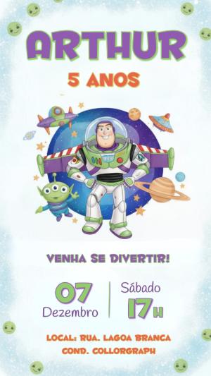 Convite de Aniversário Toy Story Buzz Lightyear para editar