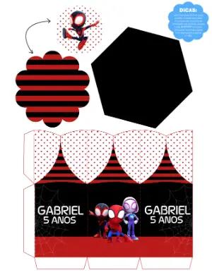 Centro de Mesa Spidey e Amigos Editável para Festa Infantil