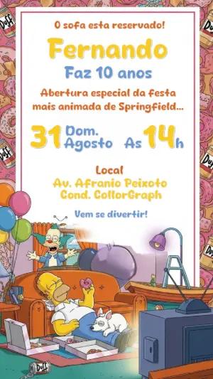 Convite de Aniversário Os Simpsons com Homer para Editar Online