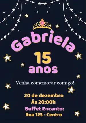 Convite Digital Festa de 15 Anos Noite Estrelada para Editar
