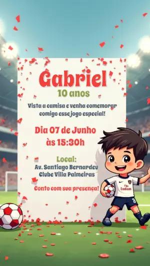 Convite de Aniversário Futebol com Jogador para Editar Online