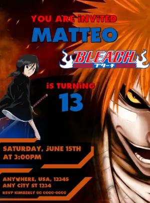 Bleach Anime Birthday Invitation | Editable Digital Template