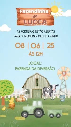 Convite Animado Aniversário Fazendinha para Editar Online