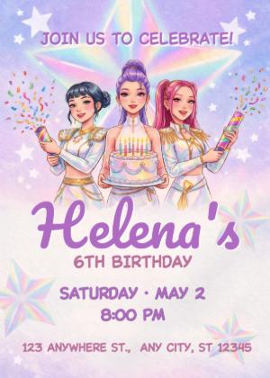 Guerreiras do K-Pop Star Birthday Invitation Template to Edit
