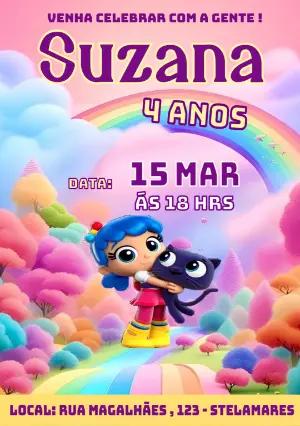 Convite de Aniversário Vera e o Reino do Arco Íris para Editar