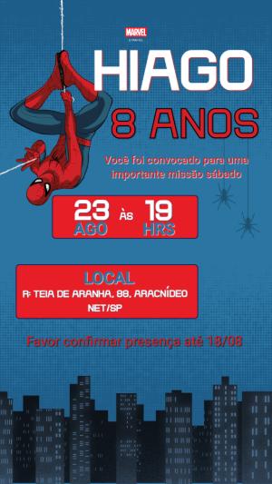 Convite de Aniversário Homem-Aranha para Editar Online