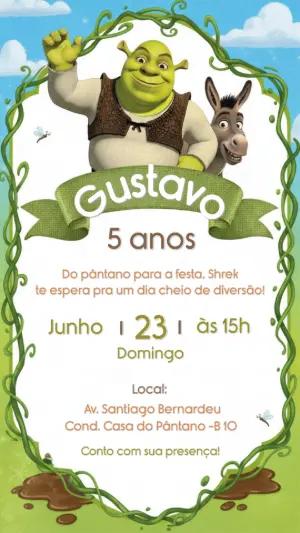 Convite de Aniversário Shrek no Pântano para Editar Online