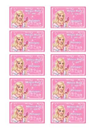 Etiqueta Escolar Barbie Rosa Editável para Material