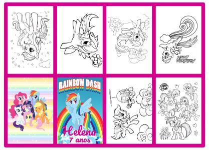 Arte Editável para Livrinho de Colorir Festa Rainbow Dash