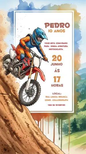 Convite de Aniversário Motocross Radical para Editar Online