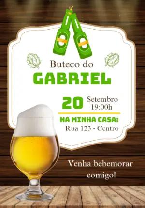 Convite de Aniversário Boteco com Cerveja para Editar Online