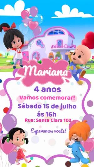 Convite de Aniversário Cleo e Cuquin Colorido para Editar