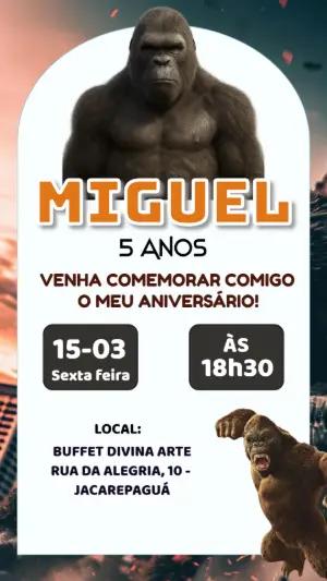 Convite de Aniversário King Kong para Editar Online
