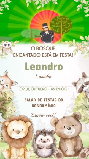 Convite Animado Bosque Encantado: Vídeo de Aniversário Infantil