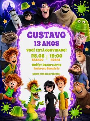 Convite Hotel Transilvânia Aniversário Infantil para Editar