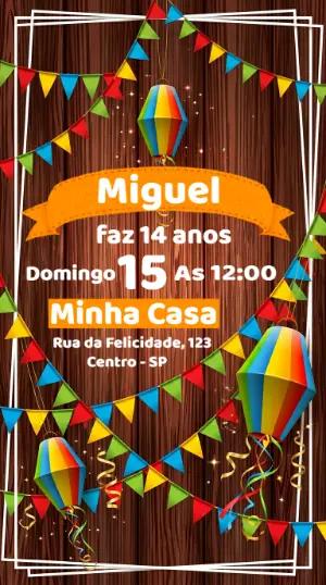 Convite de Aniversário Festa Junina Rústico para Editar