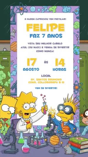 Convite de Aniversário Os Simpsons Cientista para Editar Online