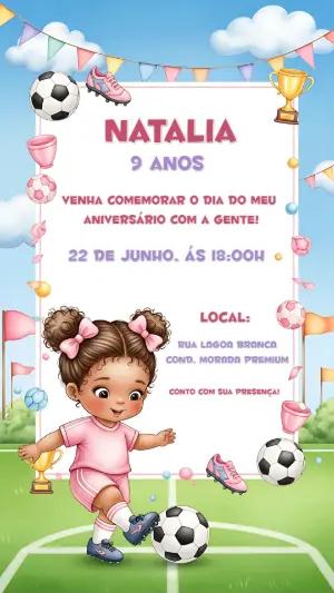 Convite Aniversário Futebol Menina para Editar Online