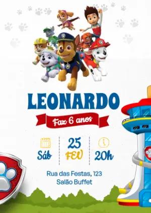 Convite de Aniversário Patrulha Canina para Editar Online