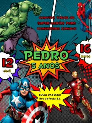 Convite de Aniversário Super-Heróis Vingadores para Editar
