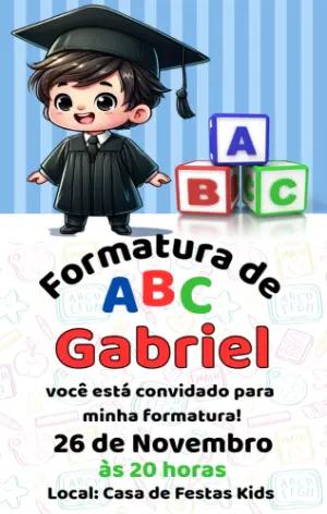 Convite Formatura ABC de Menino para Editar Online