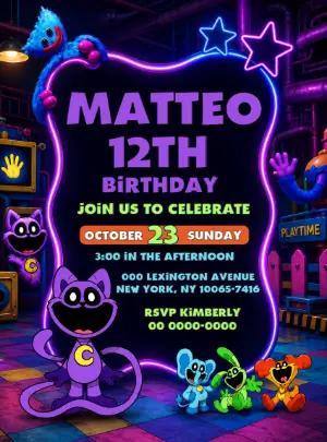Editable CatNap & Poppy Playtime Birthday Invitation Template
