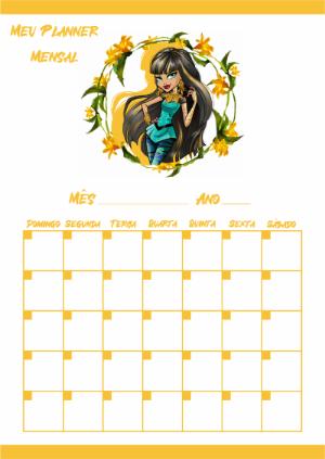 Planner Mensal Monster High Editável com Cleo De Nile