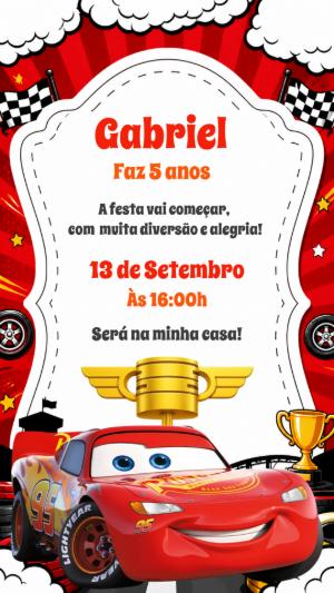 Convite de Aniversário Carros: Modelo Digital Editável