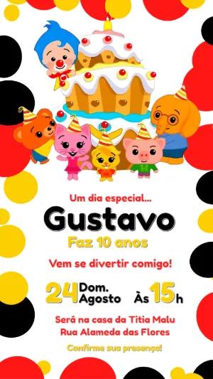 Convite de Aniversário Plim Plim Colorido para Editar