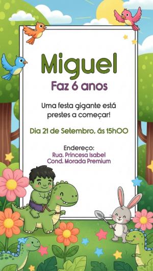 Convite Aniversário Incrível Hulk e Dinossauros para Editar