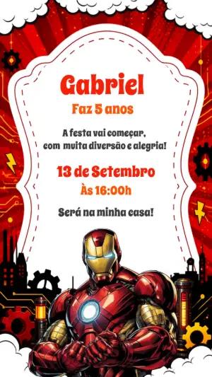 Convite de Aniversário Homem de Ferro para Editar Online