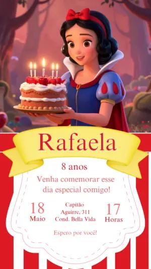 Convite de Aniversário Branca de Neve Clássico para Editar