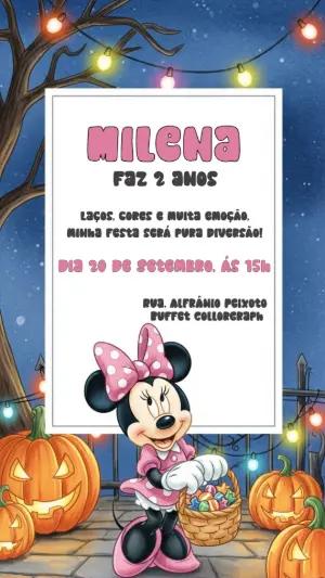 Convite Aniversário Minnie Halloween para Editar Online