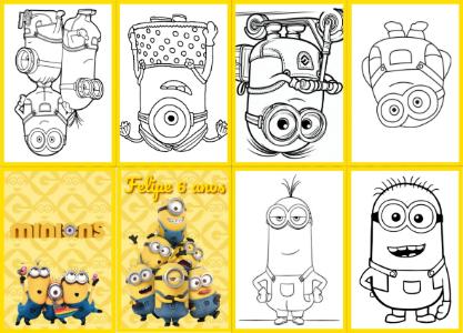 Mini Livro de Atividades Minions Editável: Desenhos para Colorir