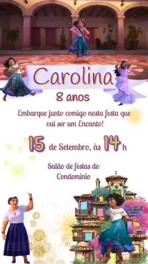 Convite Animado Aniversário Encanto para Editar Online