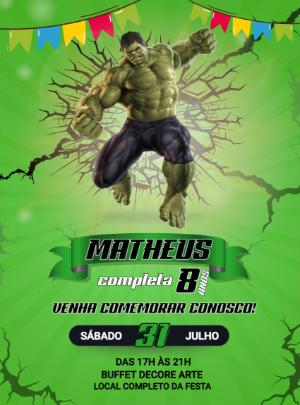 Convite de Aniversário Incrível Hulk para Editar Online