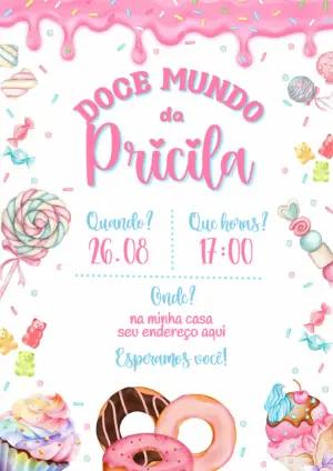 Convite Aniversário Confeitaria Doces para Editar Online