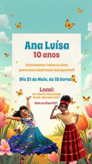 Convite Aniversário Encanto com Mirabel para Editar Online