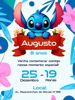 Convite de Aniversário Stitch para Editar e Enviar Online