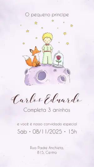 Convite de Aniversário Pequeno Príncipe para Editar Online