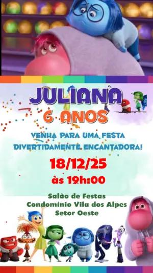 Convite Animado Aniversário Divertida Mente para Editar Online