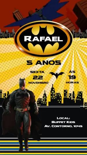 Convite Animado Aniversário Batman para Editar Online