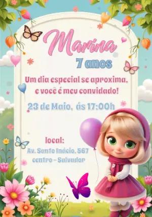 Convite Aniversário Jardim das Borboletas para Editar Online