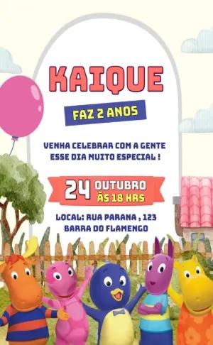 Convite Aniversário Backyardigans com Personagens para Editar Online